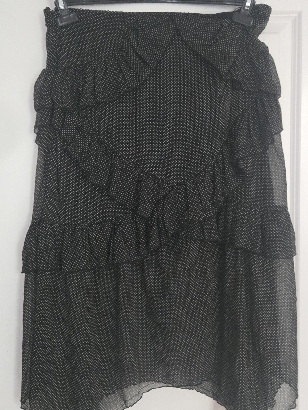 Black Polka Dot Ruffle Midi Asymmetrical SKIRT - Urban Outfitters